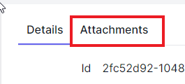 Details ta totthe left and attachments tab to the right.  Attachments tab is highlighted with a red box.