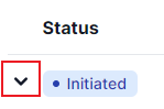 Status with a drop-down arrow below it highlighted in red.  To the right of this is arrow is the word initiated.