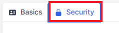 Basics tab to the left and security tab to the right.  Security tab is highlighted by a red box.