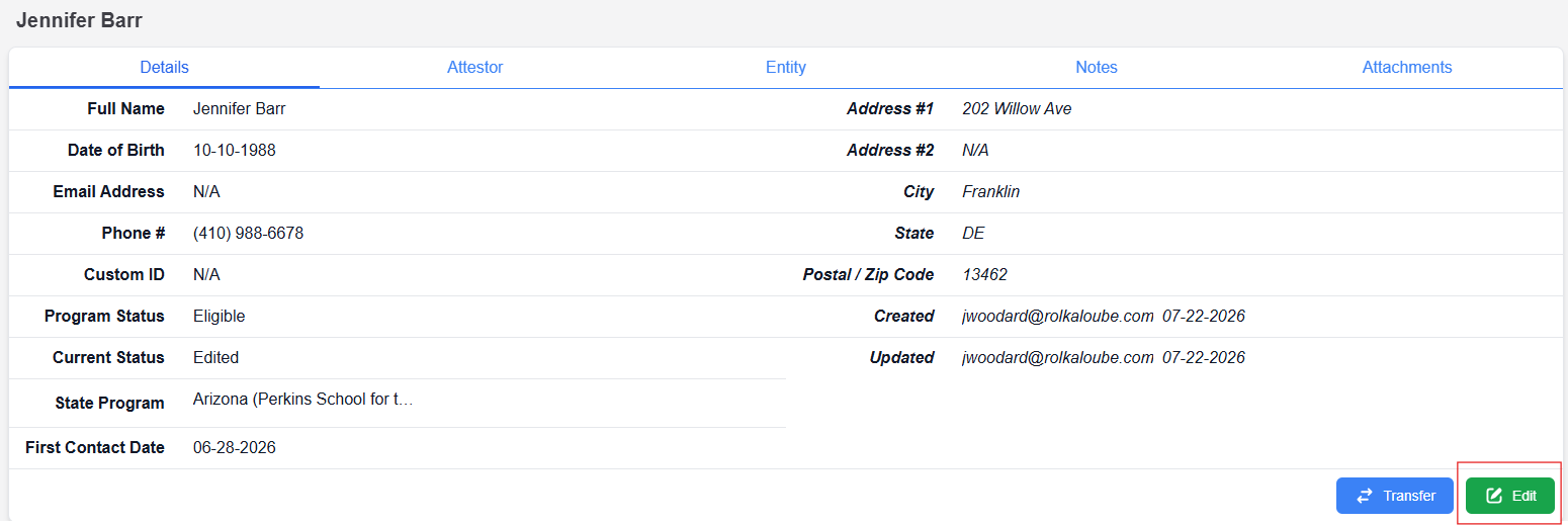 consumer details page with edit button highlighted in lower right hand corner 