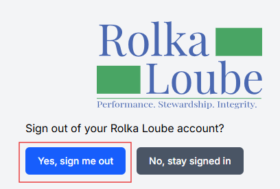 sign out page with yes, sign me out button highlighted