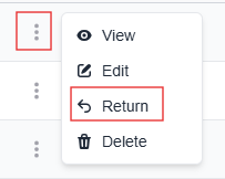 More options menu with the Return option highlighted.