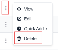 More options menu with the delete option highlighted