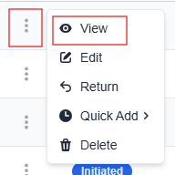More options menu with the View option highlighted