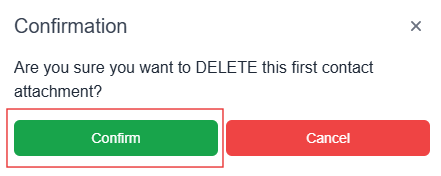 Confirmation pop-up window with the confirm button highlighted