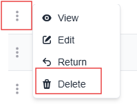 More options menu with the Delete option highlighted