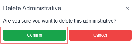 delete pop-up window with confirm button