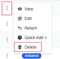 More options menu with the Delete option highlighted